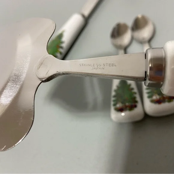 Christmas Tree Serving Utensils Salt Pepper Shakers Stainless Japan 13 P… - Picture 3 of 9